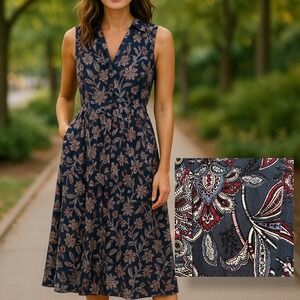 Maeve | Calia Sleeveless Button Shirt Dress Paisley‎ Sz 8 Casual Wardrobe Staple